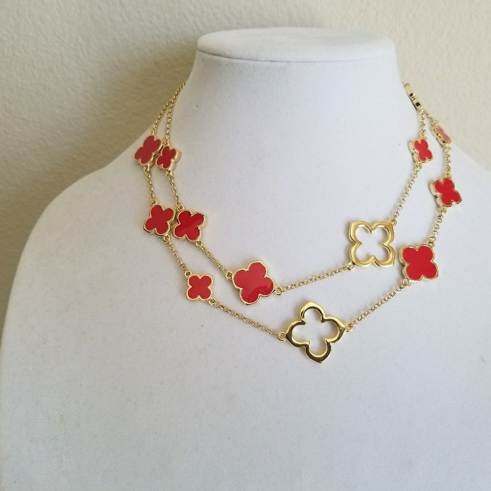Brand new clover necklace, red four leaf clover - Picture 4 of 7